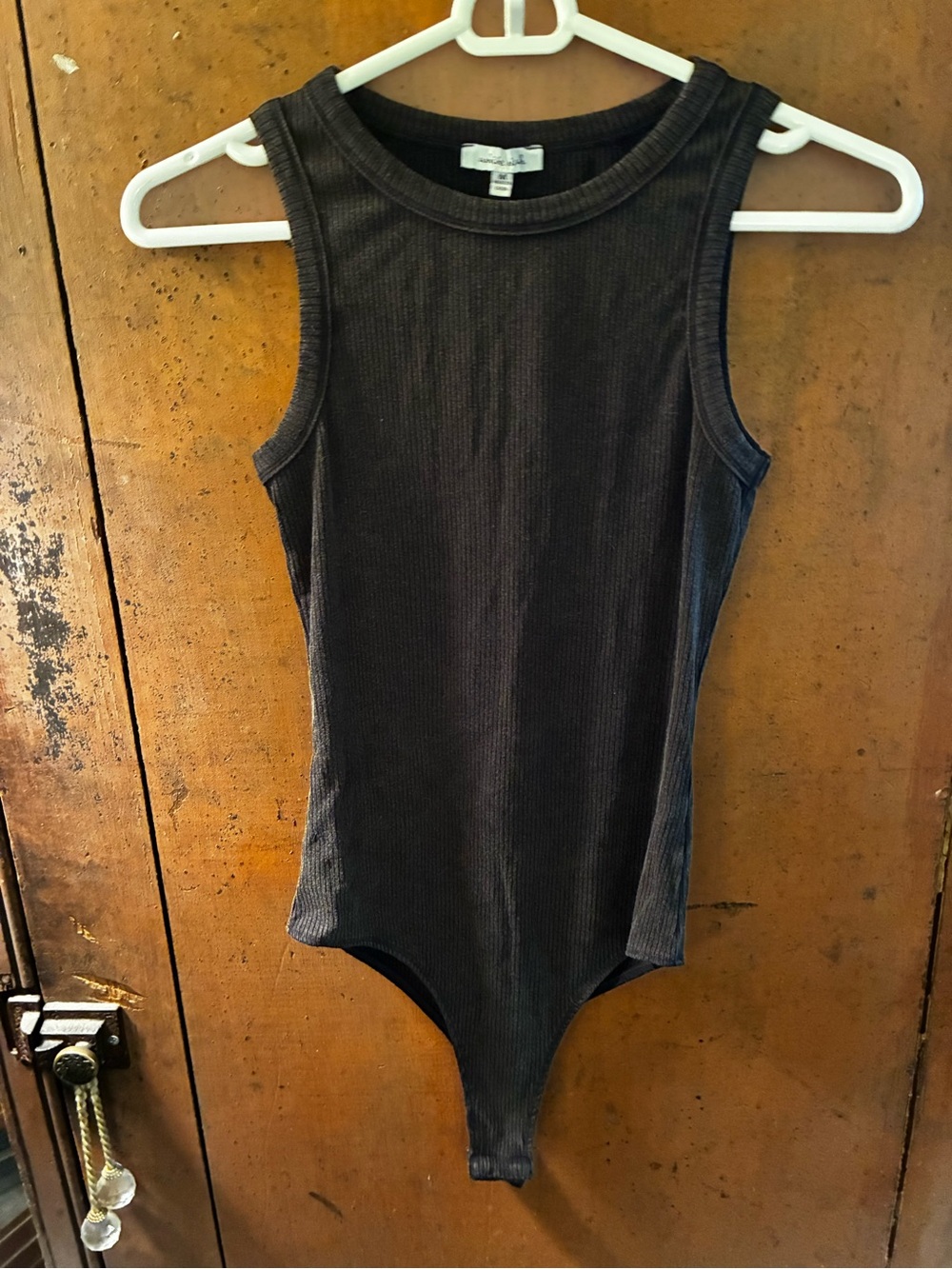 white birch Black Ribbed Tank Bodysuit
